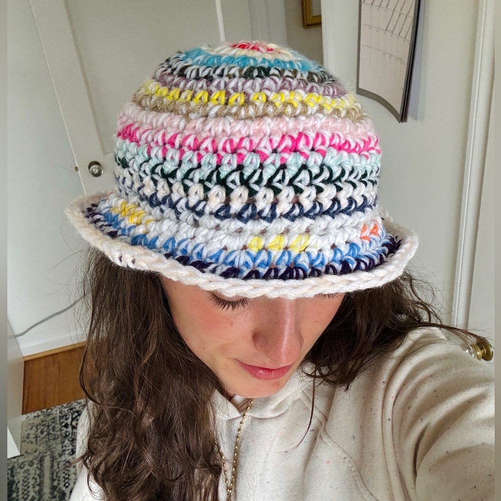 Handmade crochet bucket hat!